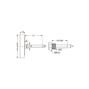 Bimetallthermometer axial BMT-AX1-Zeichnung von TiTEC Messtechnik
